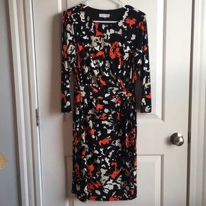Calvin Klein Black Red Pattern Dress
